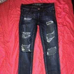 america eagle low rise ripped jeans